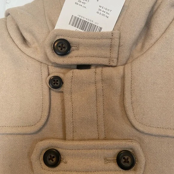 Janie and  Jack Beige Classic Wool Toggle Coat. New with Tags size 4-5 . - Picture 4 of 7